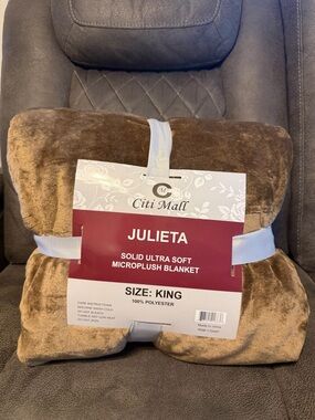 Citi Mall Julieta Ultra Soft Microplush King Blanket Brown Size Polyester Solid